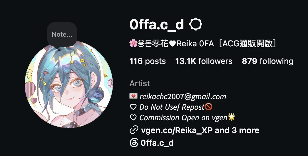Instagram profile @0ffa.c_d — 13.1K followers